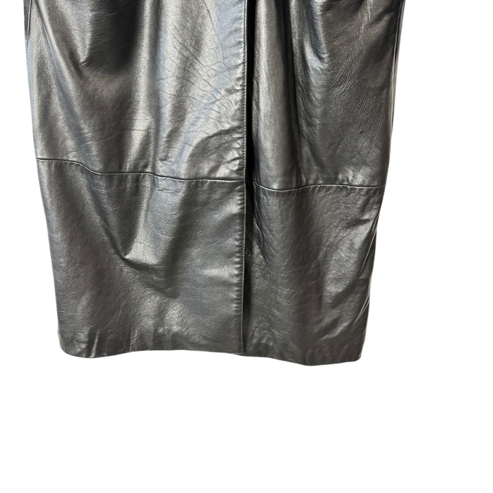 Vintage Avanti Black Genuine Leather Long Trench Coat PM - Picture 6 of 14